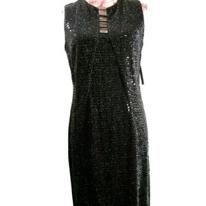 New Enfocus Studio Black dress Size 6 Sequin long  Sleeveless stretch Formal